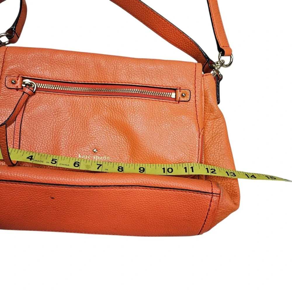 Kate Spade Pebbled Leather Crossbody Bag Coral Orange Flap Zip‎ Pocket Bright